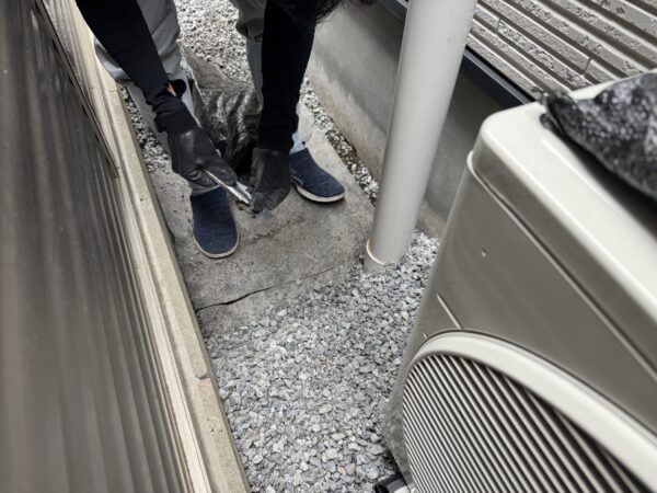 まずは防草シートをはがします。